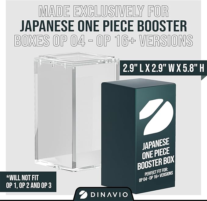 Dinavio Crafthouse Japanese One Piece Booster Box Acrylic Display Case Stackable - UV Protection with N52 Strong Magnets - Compatible with Japanese One Piece OP-04 to OP-16 Booster Box