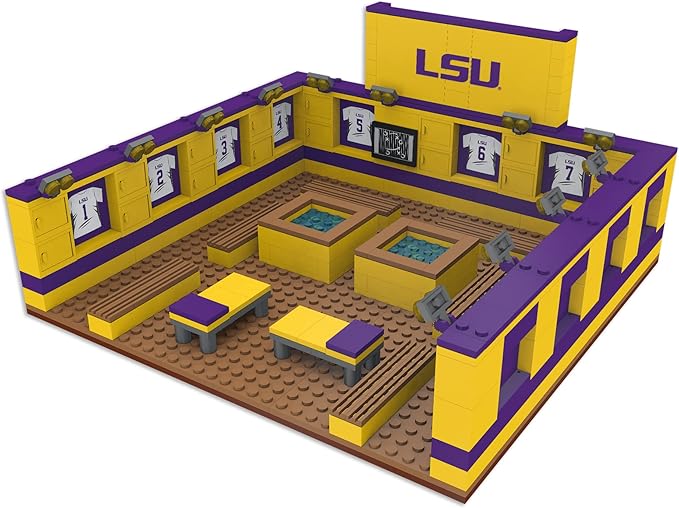Pro-Lion LSU Tigers Big Locker Room Building Kits - 437 Pieces & Printed Decal Graphics | 3D Bricks Puzzle | Fighting Tigers Football Gifts for Boys, Men & Kids Aged 5+ | Games for Creative Fans