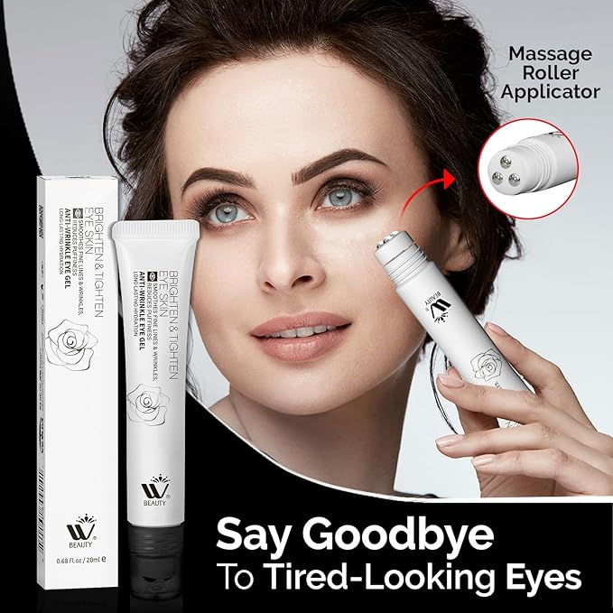 WBM Eye Cream with Metal Roller | Anti-Aging Eye Treatment for Dark Circles, Puffiness & Wrinkles | Hyaluronic Acid, Retinol & Niacinamide | Hydrating & Cooling Under Eye Cream | 20ml