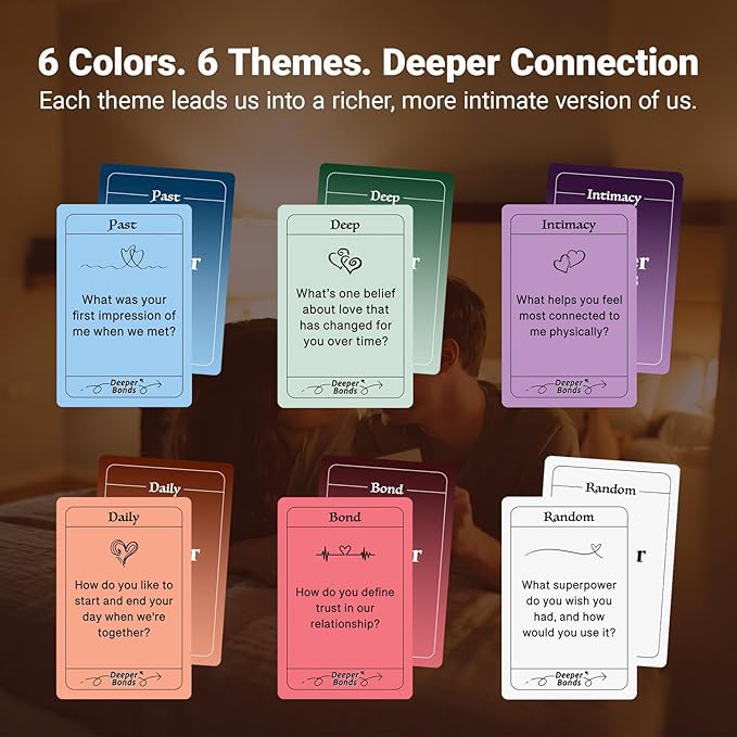 Deeper Bonds Couples Conversation Cards, Romantic Card Game for Couples,150 Meaningful Questions for Date Night, Anniversary Gifts & Relationship, Intimate Building, Icebreaker & Deep Connection
