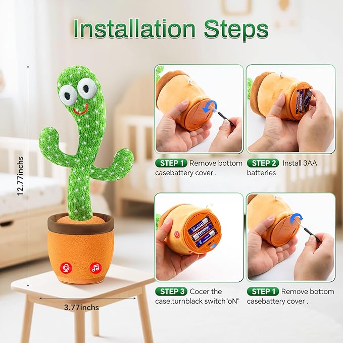 Dancing Talking Cactus Toy,Silly Baby Stocking Stuffers for Kids,Interactive LED Repeat Record Singing Wriggle Mimicking Girls Boys Toddler Toys,2025 Top Christmas Unique Gifts 120 Song Green