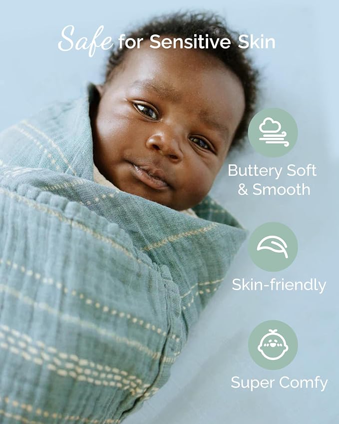 Pack and Play Sheets Fitted – Compatible with 4moms Breeze Plus Playard and Other Large Playpen Mattress – Buttery Soft Jersey Playard Sheets, Blue Sage Cloud, 3 Pack