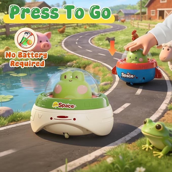 4PCS Animal Car Toys for Toddlers 1-3,Press and Go Baby Car Toys for Ages 0-2,Baby Toys 6-12-18 Months Spaceship 1 Year Old Boy Toys,First Birthday Gifts Toys for 1 Year Old Boy