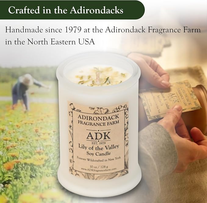 Adirondack Fragrance & Flavor Farm Lily of The Valley Scented Candle 4.5 Oz | Proudly Poured in The USA, Natural Aromatherapy Wax for Relaxation, Home Décor, Kitchen, Gift and Living Spaces
