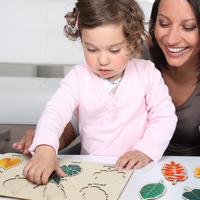 2 Pack Leaf Wooden Jigsaw Puzzles Preschool Puzzles Leaf Puzzle Montessori Toy Educational Plant Early Educational Learning Toys for Birthday Gift School Games