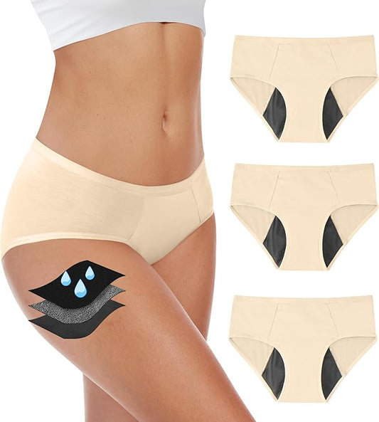 YESWEL Period Underwear For Women, Leakproof Hipster, Brief, Heavy Flow, 3 Pack