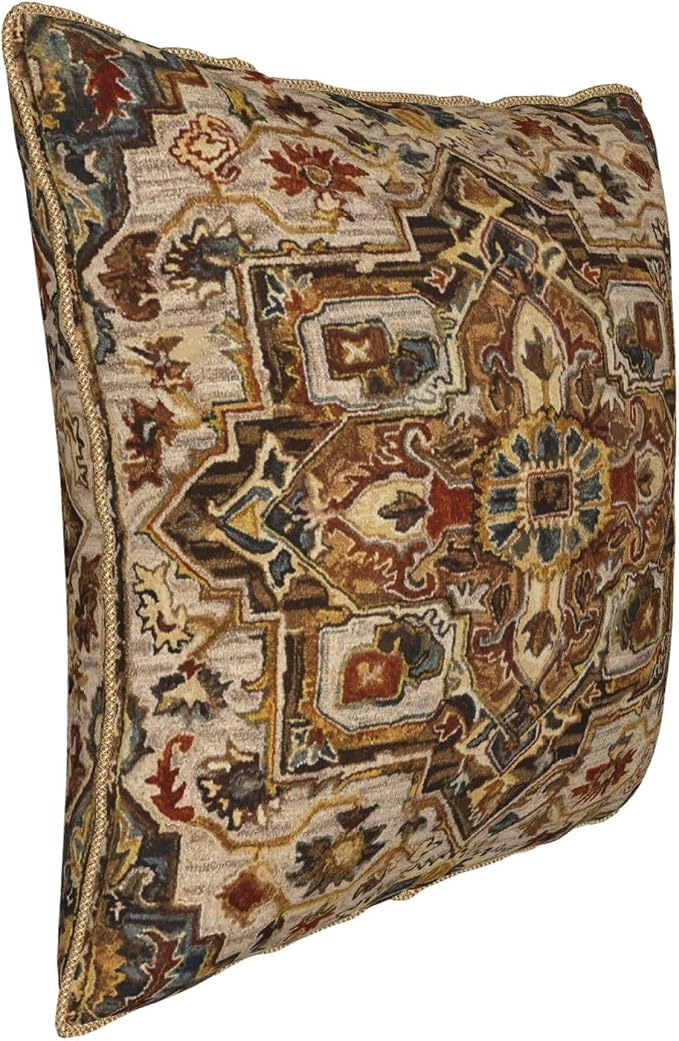 Terracotta Gold Vintage Velvet Pillow Covers 16x16 Inch Tan Brown Khaki Bohemian Tapestry Carpet Throw Pillows for Couch Soft Cushion Covers Pillowcase Aztec Boho Rug Pillow Cases for Bed Living Room