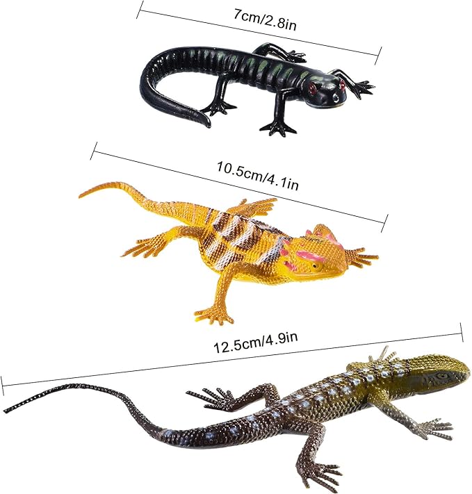 Gejoy 24 Piece Plastic Lizards for Kids Colorful Plastic Artificial Lizard Toys Action Figure Educational Toys for Kids Adults Gifts, 12 Designs