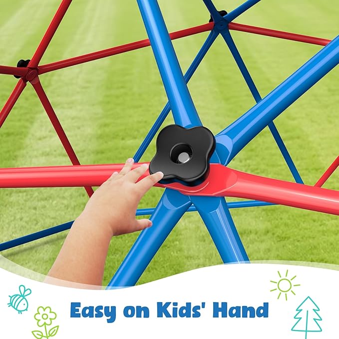 Hapfan Climbing Dome Swing Set with LED Saucer Swing, Jungle Gym for Kids Outdoor Backyard, Supports 800lbs, Easy Asssembly, Rust-Resistant Outdoor Playset for Ages 3-8 8-12