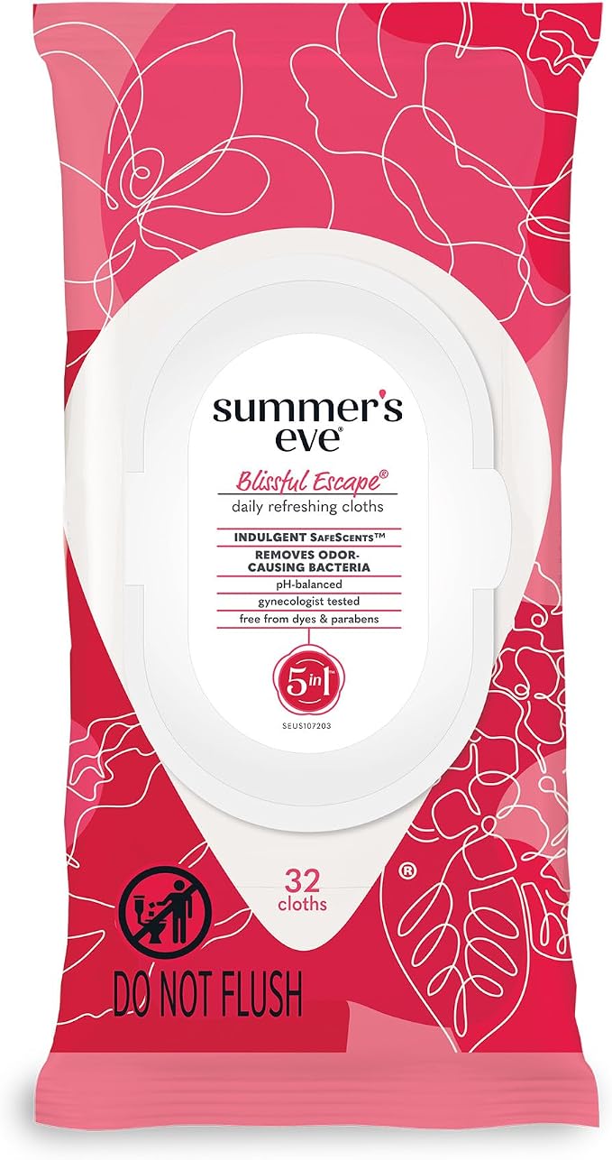 Summer's Eve Blissful Escape Daily Refreshing Feminine Wipes 32 Count and Feminine Spray 2 oz Bundle