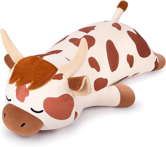 30'' Giant Spotted Highland Cow Plush Stuffed Animal-Cute Spotted Highland Cow Plush Body Pillow Plushies, Large Sleeping Cow Stuffed Animal Big Plushie Toy, Birthday Gifts for Kids Girls Boys