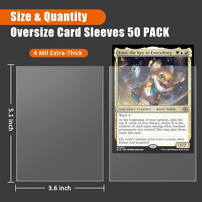 Oversize Card Sleeves 3.6 inch x 5.1 inch (91 mm x 130 mm), Fit for MTG Plane Chase Cards, Dr. Who Commander Deck, Large Card Sleeves