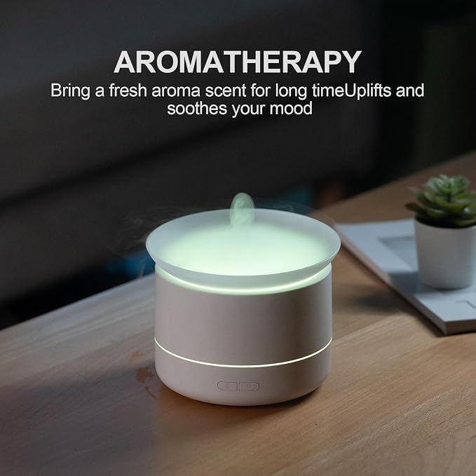 Essential Oil Diffuser for Home, 120ml Minimalist Aromatherapy Humidifier with 7-Color LED Night Light, One-Touch Control, Silent Mist Maker for Bedroom, Office, Desk (White)