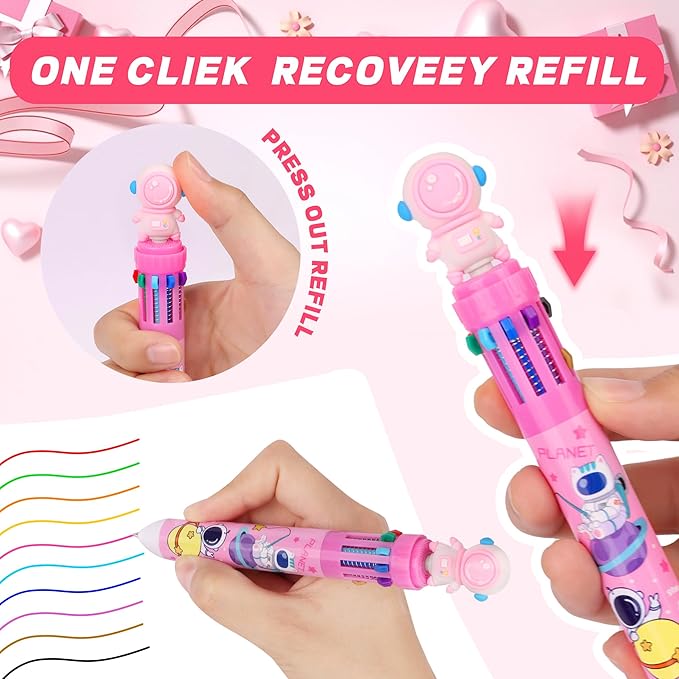 24 Pack Valentines Day Gifts for Kids Classroom Multicolor Ballpoint Pen with Valentines Day Cards for Kids School, Valentines for Kids Classroom Class Exchange Gifts Prize Party Favors for Boys Girls