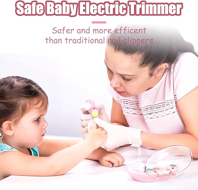 Qunlions life Baby Nail Trimmer Electric-12 in 1 Baby Nail Clippers Safe Baby Nail File Kit with a Nail Clipper, Scissor, Tweezers, and Nail Files