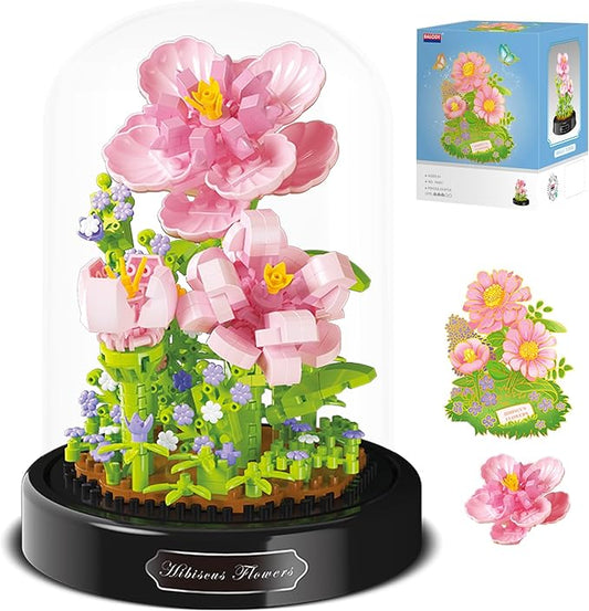 Flower Bouquet Building Set,Adults Mini Plant Bonsai Tree Friend Set,Botanical Collection Gift for Kids,Home Decor Flower Kit Building Block,Valentines New Year Birthday Gift for Boys Girls