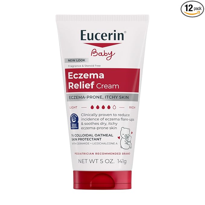 Eucerin Baby Eczema Relief Body Cream, Steroid & Fragrance Free for 3+ Months of Age, 5 oz. Tube (Pack of 12)
