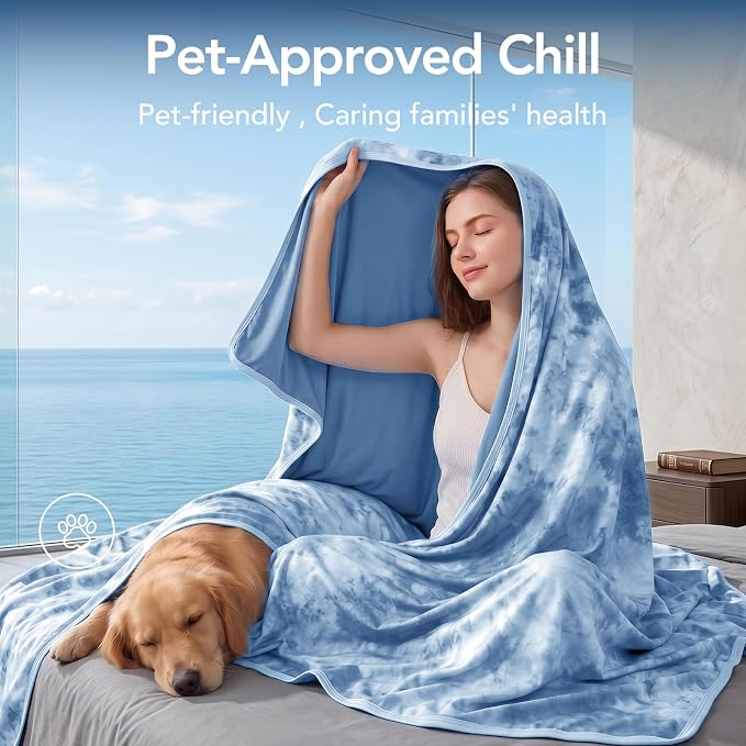Cooling Blanket King Size 90"x104" for Hot Sleepers | Cold Summer Soft Blanket for Bed Couch and Travel Absorbs Heat Q-Max>0.35 Cool Lightweight Throw for Night Sweats Menopause