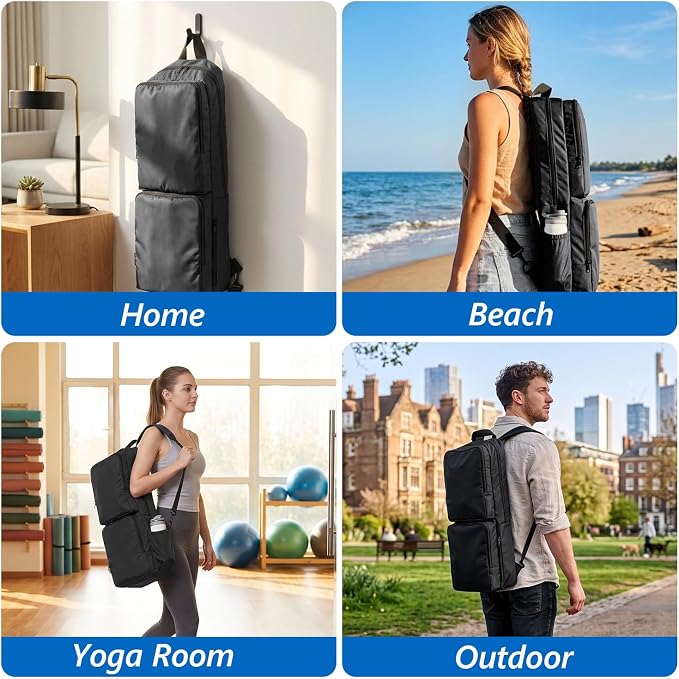 VISEMAN Yoga Mat Bag Carrier Waterproof Yoga Backpack with Multi Pockets, Lightweight Adjustable Yoga Bag for Mat, Yoga Blocks, Yoga Accessories