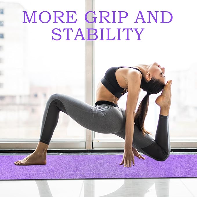 Hot Yoga Towel with Grip Dot, Non Slip Sweat Absorbent Microfiber Yoga Mat Towels for Hot Yoga, Pilates, Fitness and Workout 72inch x 24inch