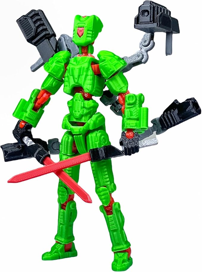 Assembly Completed T13 Action Figure,3D Printed Multi-Jointed Movable, Nova 13 Action Figures Desktop Decorations for Game Lovers Toy (Green)