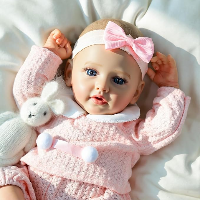 SCOM Reborn Baby Doll Pink Bettie, 18-Inch Lifelike Newborn Girl w/Birth Certificate, Magnetic Pacifier & Bottle, Soft-Touch Vinyl, Pink Outfit – Gift & Collector Doll, Ages 3+
