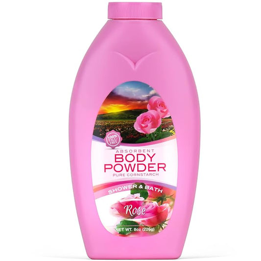 R-NEU Body Bath Powder for Women, 100% Talc-Free, Elegant Rose Petals Dusting Powder, Extra Large Refill, 8oz