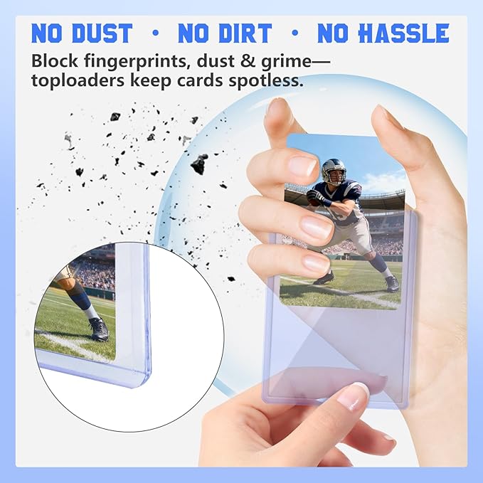 DEDC 50 Top Loader Thick Card Load Holder Storage for Trading Cards Sports Sleeves Hard Plastic 100 Point Protective Toploaders 3"X4" Rigid Memorabilia Collectibles