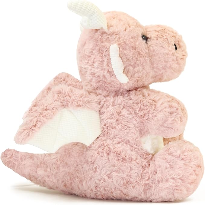 Soft Little Flying Dinosaur Stuffed Plush Pillow, Adorable Pink Dragon Plush Toy and Birthday Present for Kids, Adults and Collectors(Pink/11.8in)