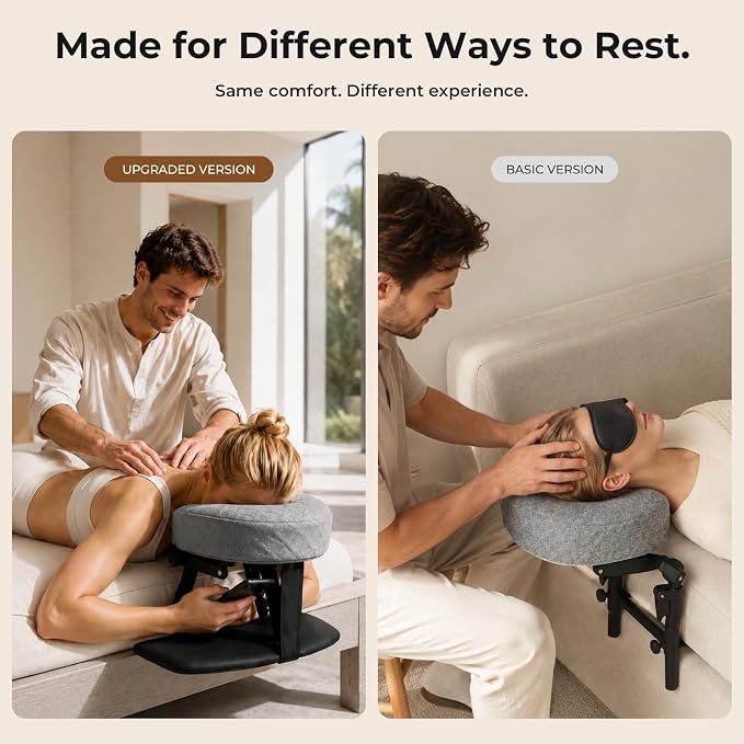 Freebody Massage Headrest for Bed, Adjustable Massage Face Cradle at Home,18" Height Massage Head Holder for Sleeping Mattress, Portable Massage Pillow Face Cradle, Grey
