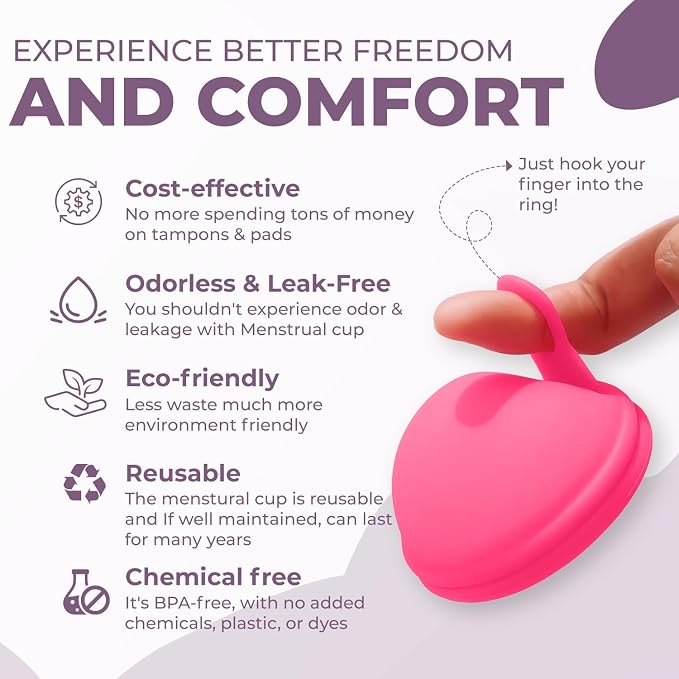 Reusable Menstrual Disc (2 Pack) - Soft Medical Grade Silicone Period Disc for Light & Heavy Flow, Leakproof 12-Hour Protection, Easy Removal, Menstrual Cup, Tampon & Pad Alternative, Two Sizes