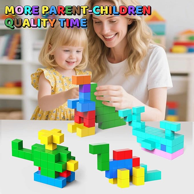 100PCS Magnetic Blocks Set, STEM Montessori Magnetic Building Toys for Toddlers – Sensory Learning Toys, Birthday for Kids Aged 3-8 (100pcs)