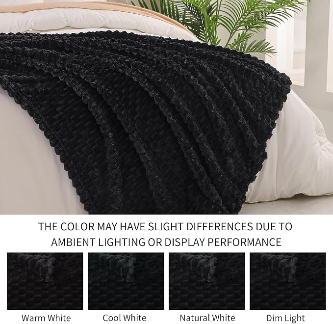 Exclusivo Mezcla 3D Fleece King Size Blanket for Bed, Black | Extra Soft Fuzzy Plush Lightweight Bed Blankets, Cozy Fluffy Decorative Blankets for All Seasons, 90x104 Inches