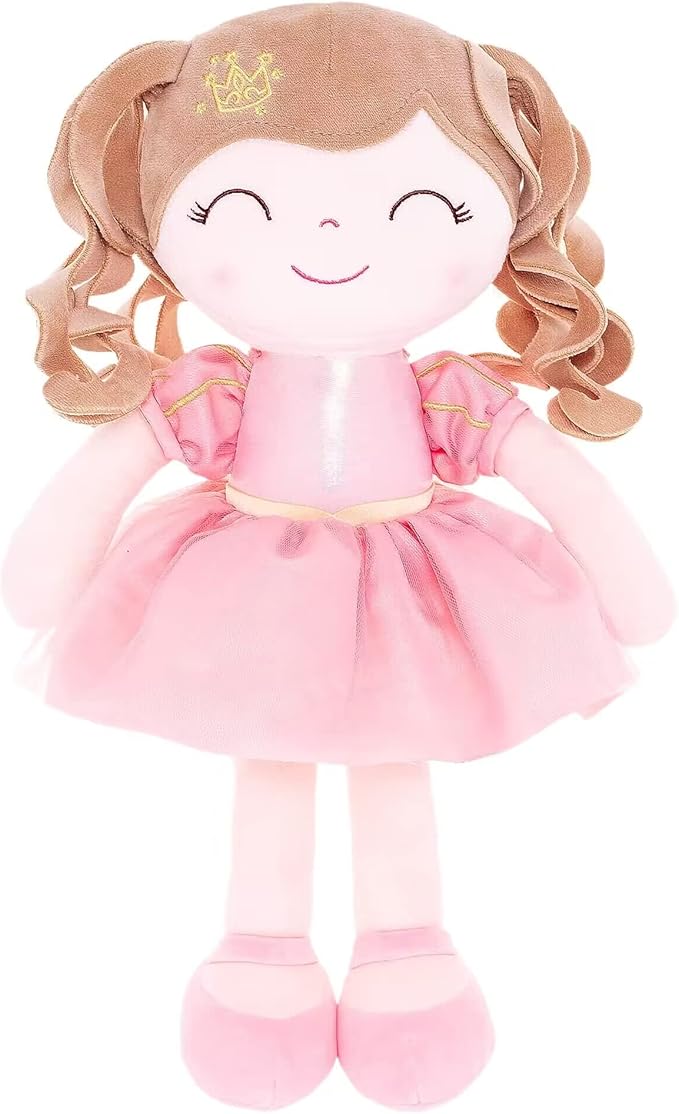 Gloveleya Dolls Baby Girl Gifts Soft Plush Doll Pink Crown Princess 14"
