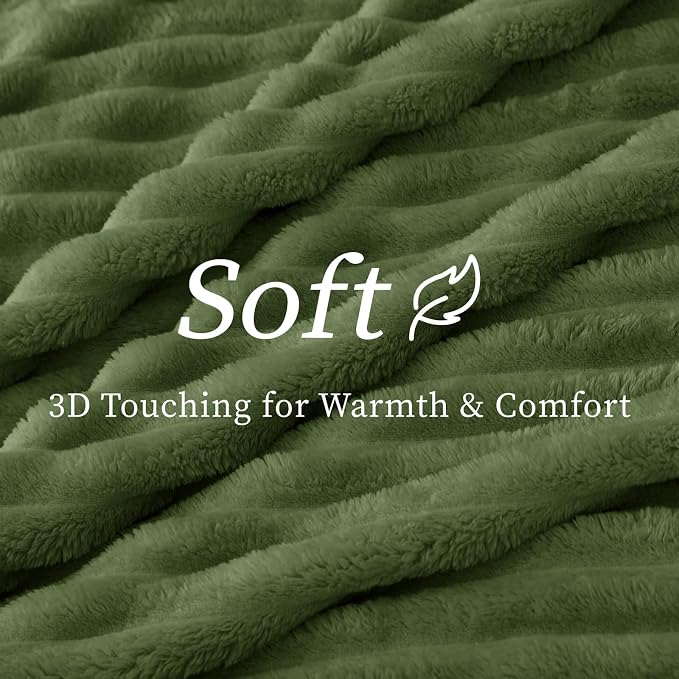 BEDELITE Ribbed Twin Blanket for Couch & Bed, Moss, 60"x80" | Ultra-Soft Plush Fleece, Cozy, Warm Yet Lightweight, Ribbed Texture, Home Decor, Machine Washable, Giftable, All-Season Use