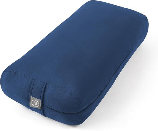 Meditation Cushion Bolster Pillow for Restorative Yoga – Supportive Cushion for Meditation, Pilates, and Relaxation – Filled with Buckwheat Hulls - Removable Cover