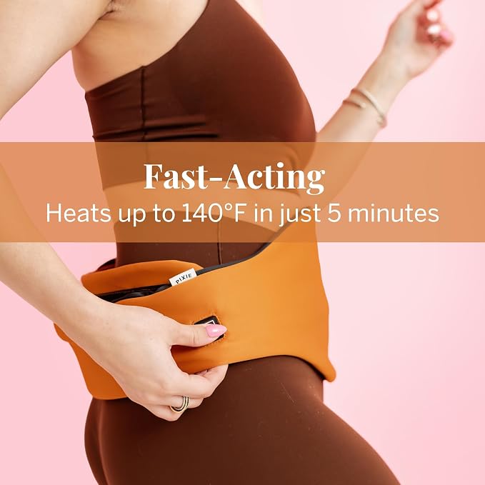 Pixie USB-Powered Heating Pad for Period Cramps – Wearable Menstrual Heat Belt for Back & Abdominal Pain – Portable Electric Heat Therapy Wrap for Women, XS-3XL