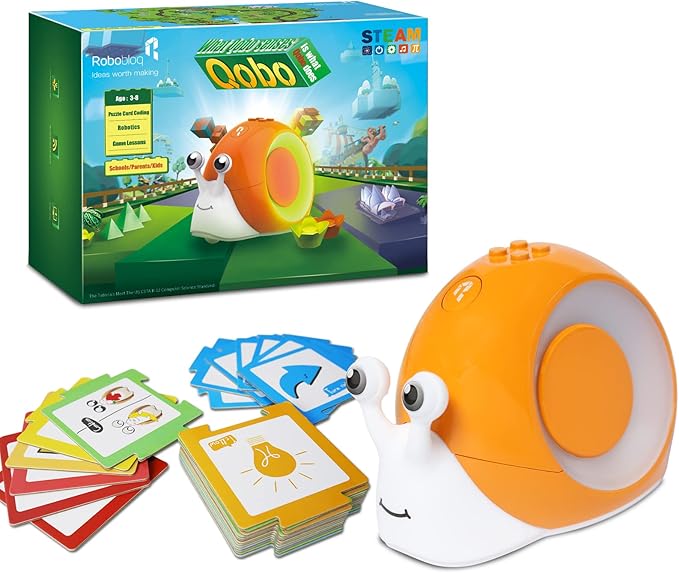 Qobo Coding Robot for Kids 3+, Screen-Free, Coding Pets with 30 Programming Card, USB Charging, Preschool STEM Learning Activities Toys for Toddlers, Educational Kits Gift for Boys & Girlss