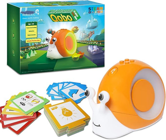 Qobo Coding Robot for Kids 3+, Screen-Free, Coding Pets with 30 Programming Card, USB Charging, Preschool STEM Learning Activities Toys for Toddlers, Educational Kits Gift for Boys & Girlss