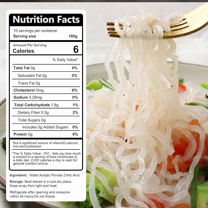 Hethstia Konjac Shirataki Angel Hair Noodles, Low Carb Asian Pasta, 10 Pack | Ready To Eat, Keto Friendly, Vegan, Gluten Free, Sugar Free, Plant Based, Low Calorie Meal, Quick Asian Style Noodle Option