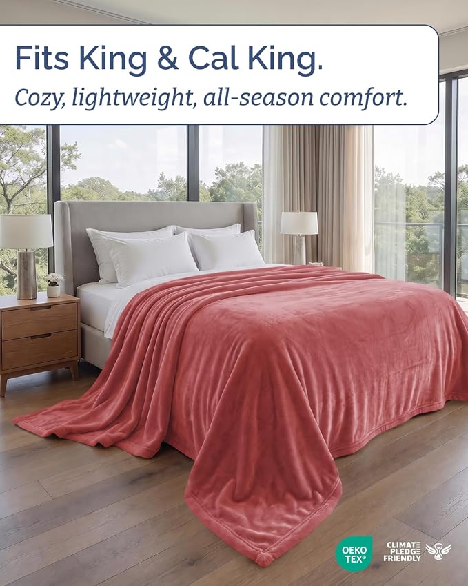 Ultra Soft Fleece Blanket Giant Blanket Size - Flannel Fleece Luxury Blanket - Lightweight for Couch Bed Chair - Thick, Warm and Breathable - All Season Cozy, Dusty Rose