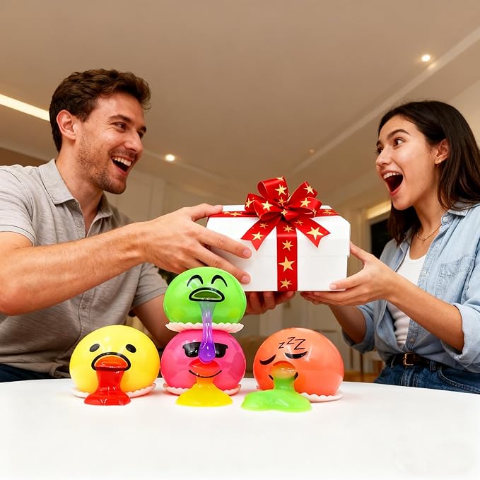 Vomiting Egg Slime Toy - Funny Prank Squeeze Stress Ball Puking Yolk, Novelty Fidget Relief Toy Gag Gift for Kids Adults, Christmas Stocking Stuffers & Birthday Parties
