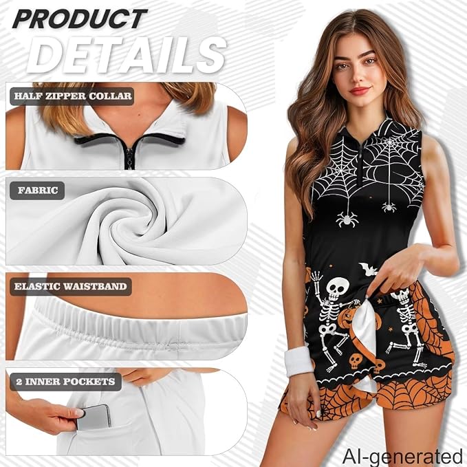Golf Dress Tennis Dresses for Women with Built in Shorts and Pockets Sleeveless Athletic Dress Workout Dress
