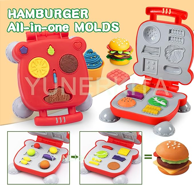 Play Dough Tools Set, Kids Clay Molds Kit with Animal Letters Numbers Cutters Rollers Storage Box, Non-Toxic ASTM F963 Certified, Toys for Toddlers Boys Girls Ages 3-8