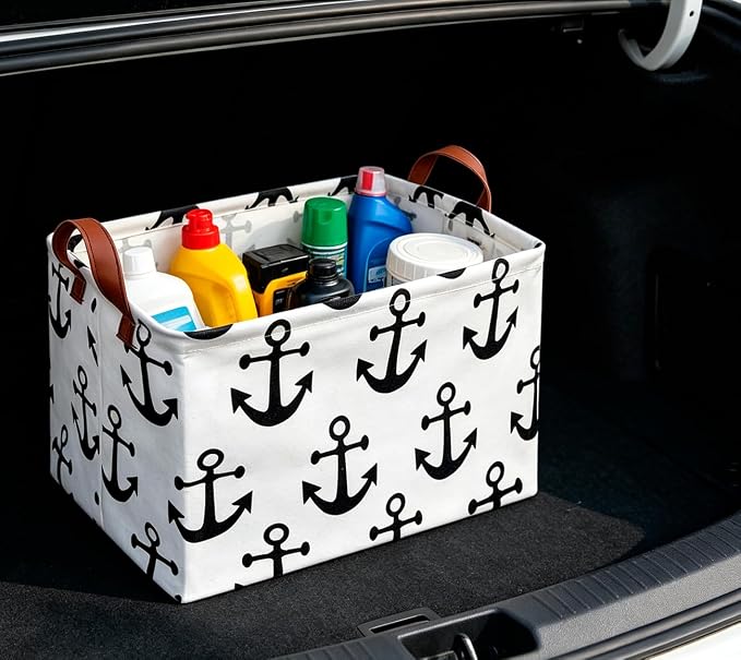 CLOCOR Rectangular Storage Basket,Collapsible Storage Bin,Gift Baskets(Anchor)