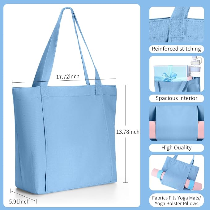 Halloscume Yoga Bag Set for Women Including Yoga Mat Tote Bag, Booty Resistance Bands, Non Slip Sports Socks Silicone Ties for Pilates Travel Workout Office Home Gym