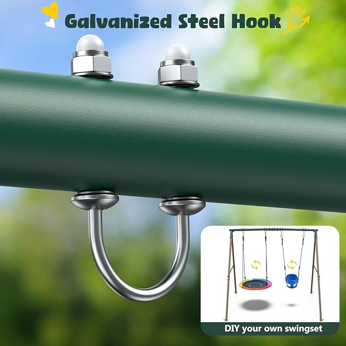 Hapfan Swing Sets for Backyard with 45" Platform Saucer Swing and Belt Swing, 440 lbs Swingset Outdoor for Toddler and Kids 3-8 Backyard