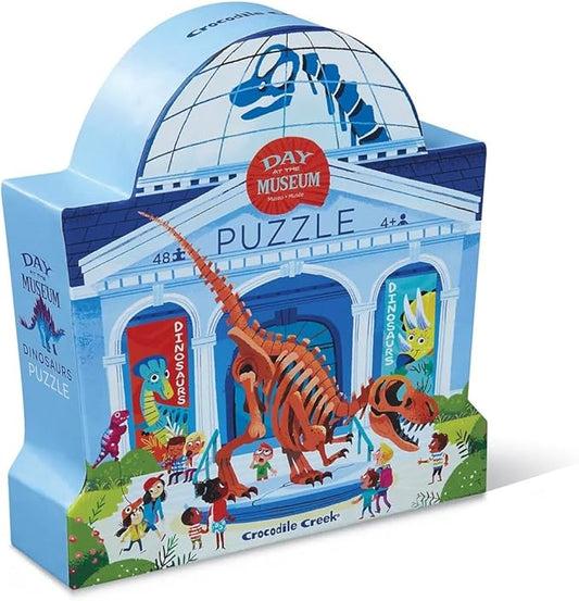 Crocodile Creek Above + Below 48-Piece Jigsaw Floor Puzzle - Fun Floor Puzzles for Kids Ages 4-8 - Day at The Dinosaur Museum - 18 x 24 inches Finished
