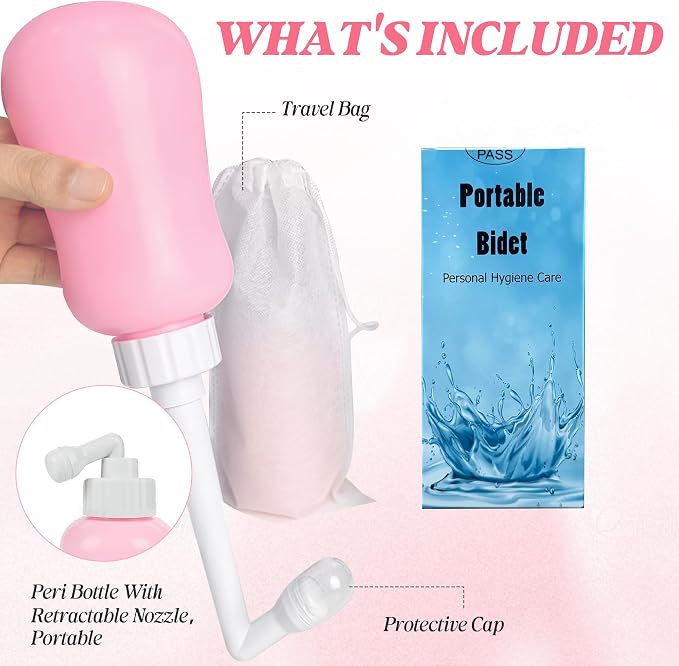 Deepdeem Peri Bottle for Postpartum Care Portable Travel Bidet | Angled Spout Portable Bidet,New Mom Postpartum Essential,Perineal Care,Postpartum Recovery,Perineal Cleanser