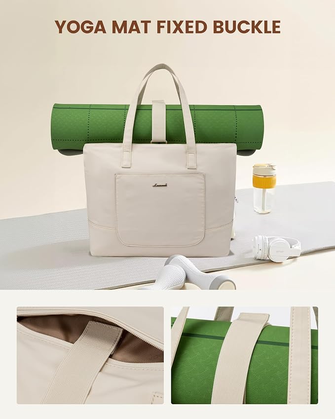 LOVEVOOK Tote Bag for Women, Work Tote with Laptop Compartment for Nurse Travel Commuter, Gym Tote Purse with Yoga Mat Strap
